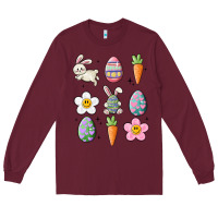 Burgundy easter doodles Long Sleeve Tee - MaliasSmallBusiness