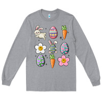 Heather Grey easter doodles Long Sleeve Tee - MaliasSmallBusiness