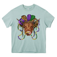 Arona highland cow with mardi gras hat Heavy Core Tee - RanaPortraitStore