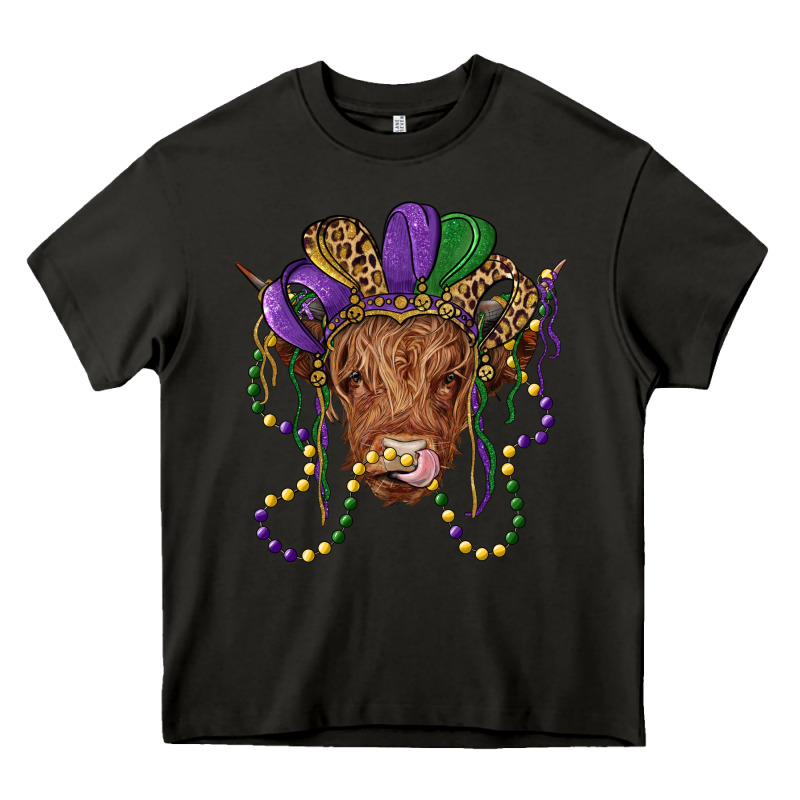 Highland Cow With Mardi Gras Hat Heavy Core Tee by RanaPortraitStore | Teevron