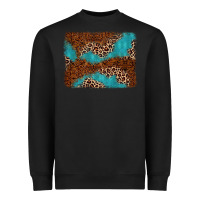 Black turquoise glitter leopard background Heavyweight Sweatshirt - AdoDesignShop