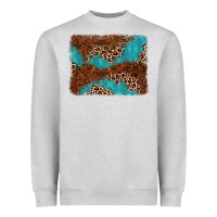 Heather Grey turquoise glitter leopard background Heavyweight Sweatshirt - AdoDesignShop