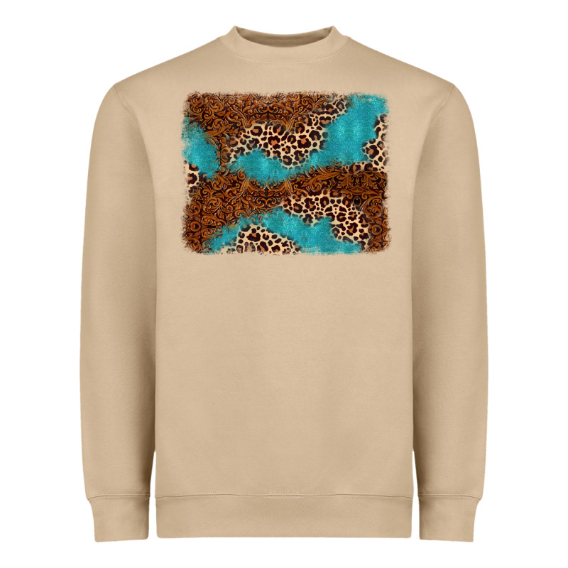 Turquoise Glitter Leopard Background Heavyweight Sweatshirt by AdoDesignShop | Teevron