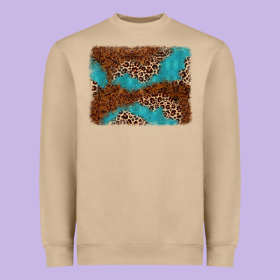 Turquoise Glitter Leopard Background Heavyweight Sweatshirt Designed By Adodesignshop