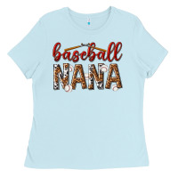 Baby Blue baseball nana with leopard Ladies Tee - texasbilliewilder