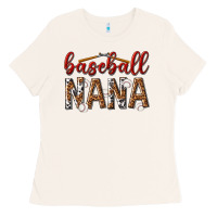 Bone baseball nana with leopard Ladies Tee - texasbilliewilder