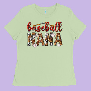 Baseball Nana With Leopard Ladies Tee Designed By Texasbilliewilder