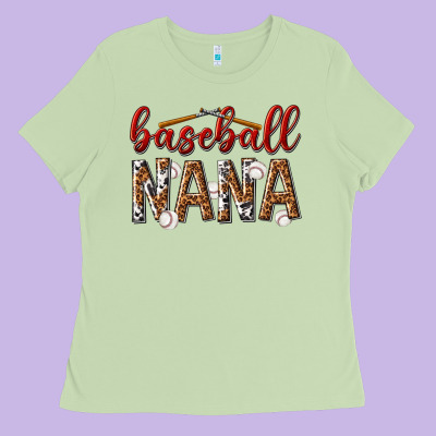 Ladies Tee baseball nana with leopard