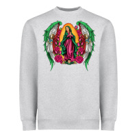 Heather Grey mexican flag wings our lady of guadalupe Heavyweight Sweatshirt - Artiststas