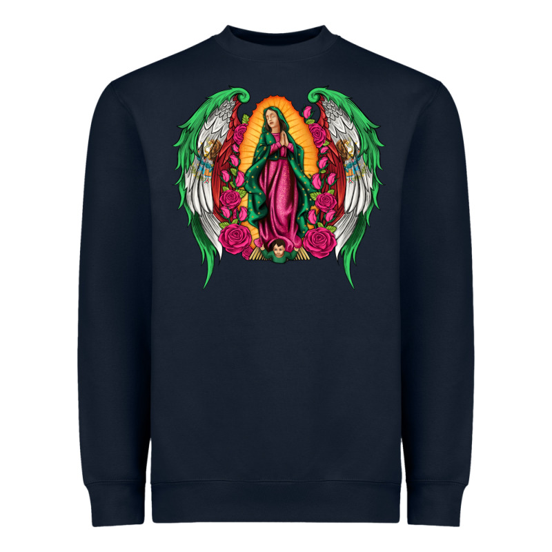 Mexican Flag Wings Our Lady Of Guadalupe Heavyweight Sweatshirt by Artiststas | Teevron