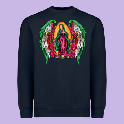 Mexican Flag Wings Our Lady Of Guadalupe Heavyweight Sweatshirt Designed By Artiststas