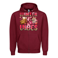 Burgundy pink winter vibes Zipper Hoodie - MaliasSmallBusiness