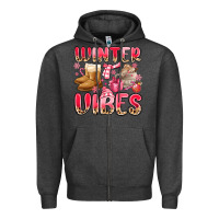 Charcoal Heather pink winter vibes Zipper Hoodie - MaliasSmallBusiness