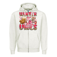 Oatmeal Heather pink winter vibes Zipper Hoodie - MaliasSmallBusiness