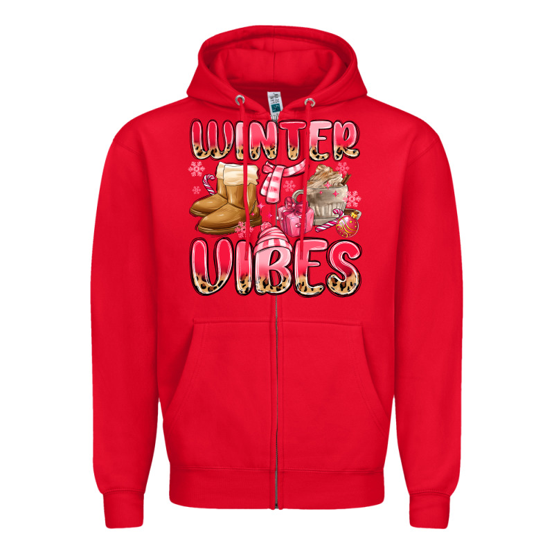 Pink Winter Vibes Zipper Hoodie by MaliasSmallBusiness | Teevron