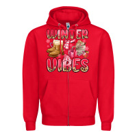 Red pink winter vibes Zipper Hoodie - MaliasSmallBusiness