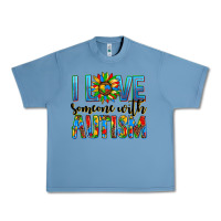 Pebble Blue ı love someone with autism Urban Heavy Tee - AdoDesignShop