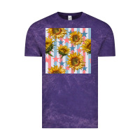 Cloud Purple patriotic sunflowers stripes and stars seamless patrern Vintage Tee - BundleAndBundleShop