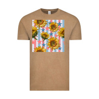 Vintage Coffee patriotic sunflowers stripes and stars seamless patrern Vintage Tee - BundleAndBundleShop