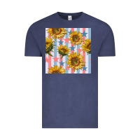 Vintage Denim patriotic sunflowers stripes and stars seamless patrern Vintage Tee - BundleAndBundleShop