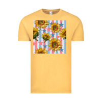 Vintage Mustard patriotic sunflowers stripes and stars seamless patrern Vintage Tee - BundleAndBundleShop