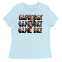 Baby Blue game day game day football lightning bolt Ladies Tee - Zillion Design Studio