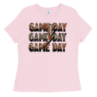 Bubblegum Pink game day game day football lightning bolt Ladies Tee - Zillion Design Studio