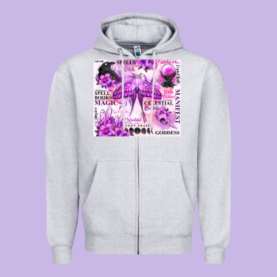 Witchy Celestial Witch Zipper Hoodie Designed By Maliassmallbusiness