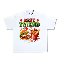 White best friend hamburger potatoes Urban Heavy Tee - AdoDesignShop
