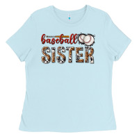 Baby Blue baseball sister with leopard Ladies Tee - texasbilliewilder