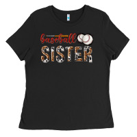 Black baseball sister with leopard Ladies Tee - texasbilliewilder