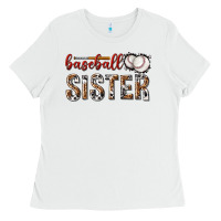 White baseball sister with leopard Ladies Tee - texasbilliewilder