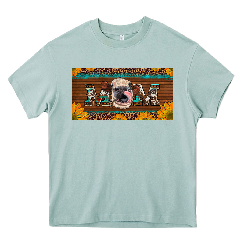 Western Heifer Mom With Sunflowers And Turquoise License Plate Heavy Core Tee by Artiststas | Teevron