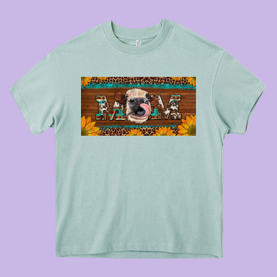 Western Heifer Mom With Sunflowers And Turquoise License Plate Heavy Core Tee Designed By Artiststas