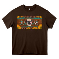 Chocolate Brown western heifer mom with sunflowers and turquoise license plate Heavy Core Tee - Artiststas