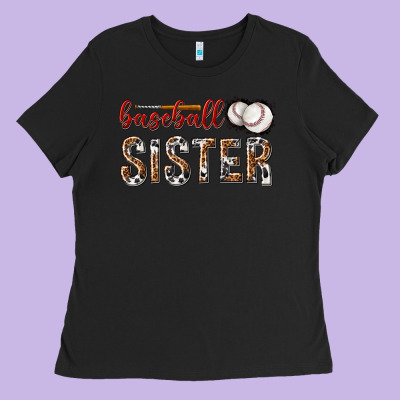 Ladies Tee baseball sister with leopard
