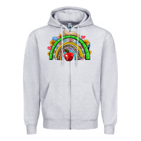 Heather Grey school rainbow Zipper Hoodie - NancyCooperArtShop