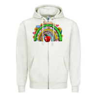 Oatmeal Heather school rainbow Zipper Hoodie - NancyCooperArtShop