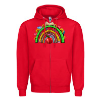 Red school rainbow Zipper Hoodie - NancyCooperArtShop