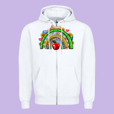 School Rainbow Zipper Hoodie Designed By Nancycooperartshop