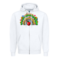 White school rainbow Zipper Hoodie - NancyCooperArtShop