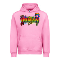 Fuchsia Pink We are all human Urban Hoodie - CowGirlArtShop