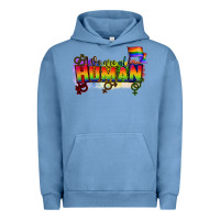 Pigment Pebble Blue We are all human Urban Hoodie - CowGirlArtShop