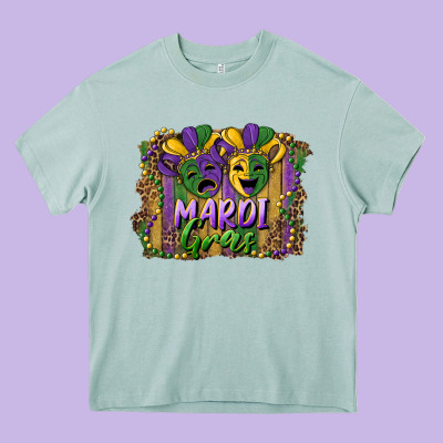 Mardi Gras Mask With Leopard Background Heavy Core Tee Designed By Ranaportraitstore
