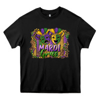Black mardi gras mask with leopard background Heavy Core Tee - RanaPortraitStore