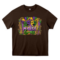 Chocolate Brown mardi gras mask with leopard background Heavy Core Tee - RanaPortraitStore