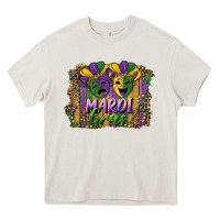 Cream mardi gras mask with leopard background Heavy Core Tee - RanaPortraitStore