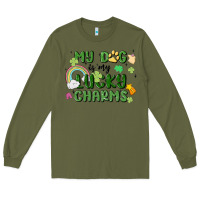 Army Green my dog is my lucky charms Long Sleeve Tee - MaliasSmallBusiness