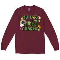 Burgundy my dog is my lucky charms Long Sleeve Tee - MaliasSmallBusiness