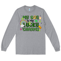 Heather Grey my dog is my lucky charms Long Sleeve Tee - MaliasSmallBusiness